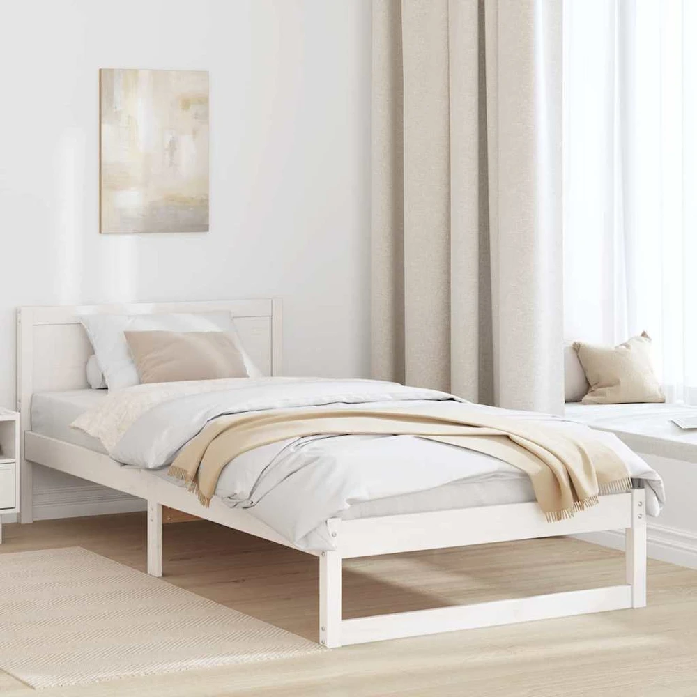 Lova Lovos rėmas Balta 90 x 190 cm Kietos pušies mediena