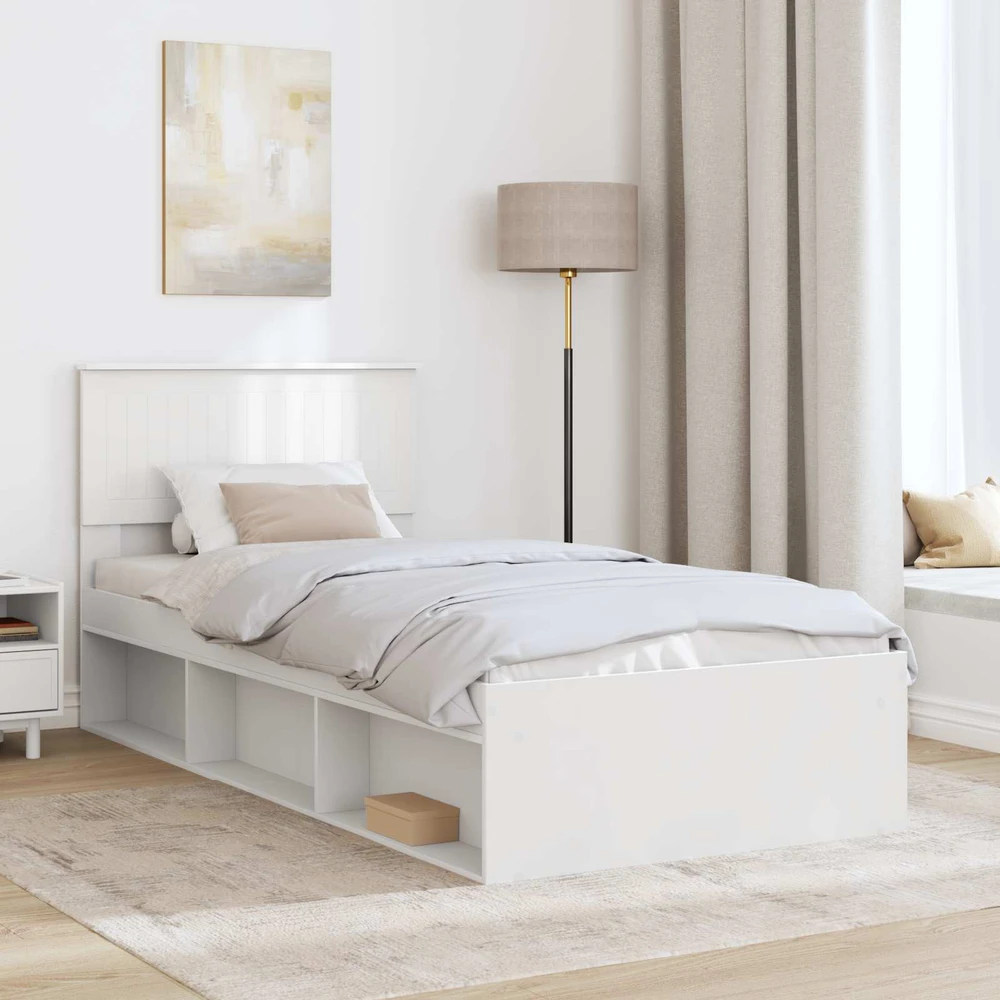 Lova Lovos rėmas Balta 90 x 190 cm Kietos pušies mediena