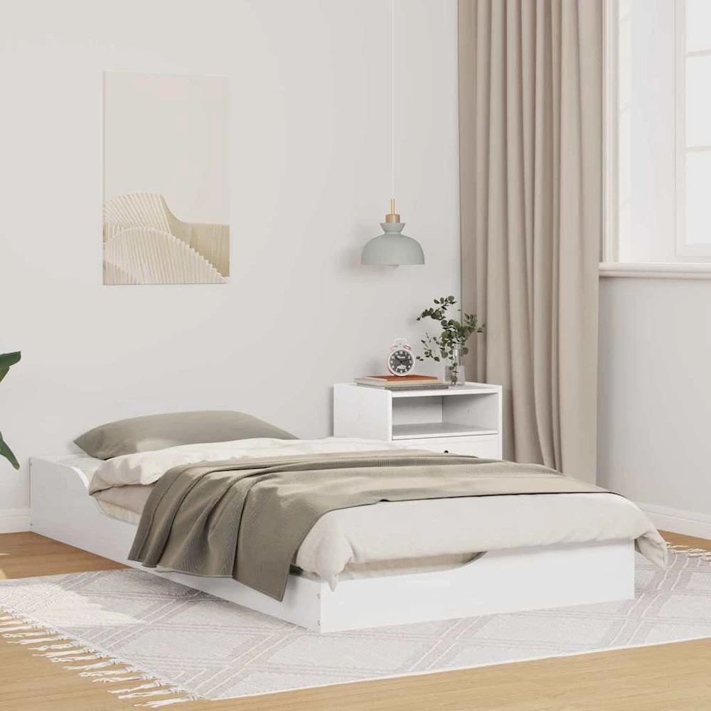 Lova Lovos rėmas Balta 90 x 190 cm Kietos pušies mediena