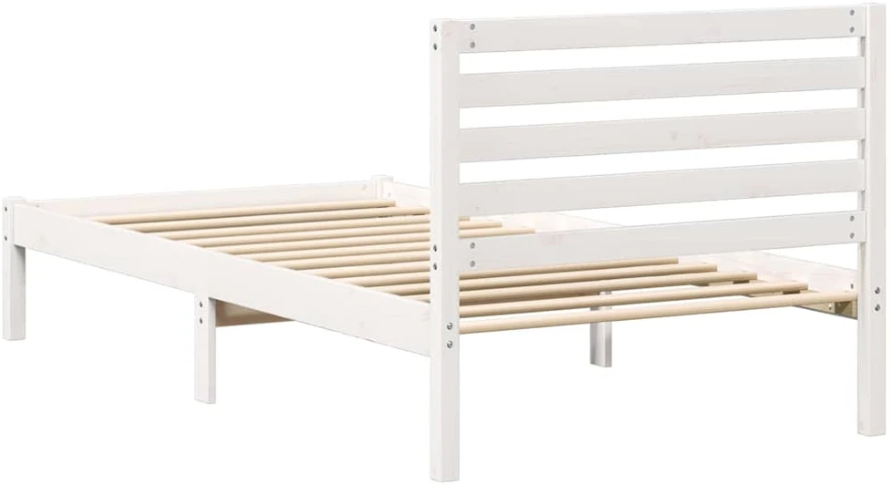 Lova Lovos rėmas Balta 90 x 200 cm Kietos pušies mediena
