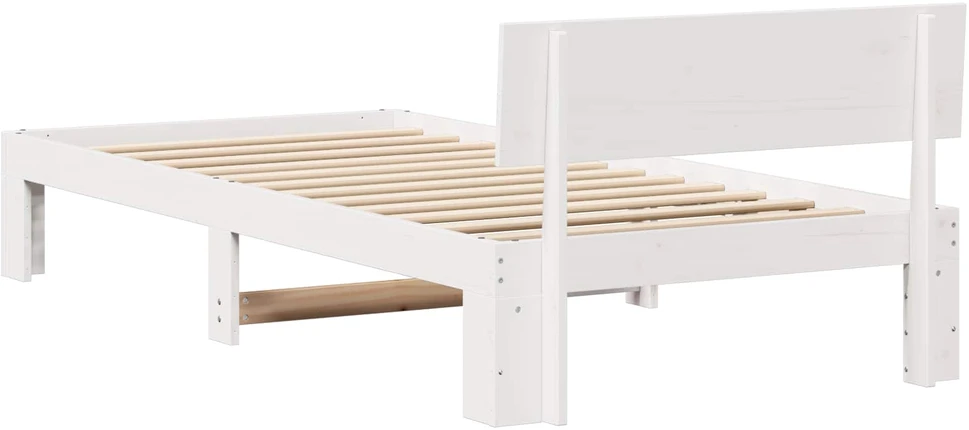 Lova Lovos rėmas Balta 90 x 200 cm Kietos pušies mediena