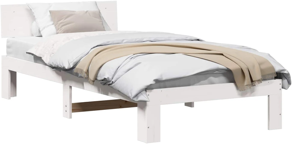 Lova Lovos rėmas Balta 90 x 200 cm Kietos pušies mediena