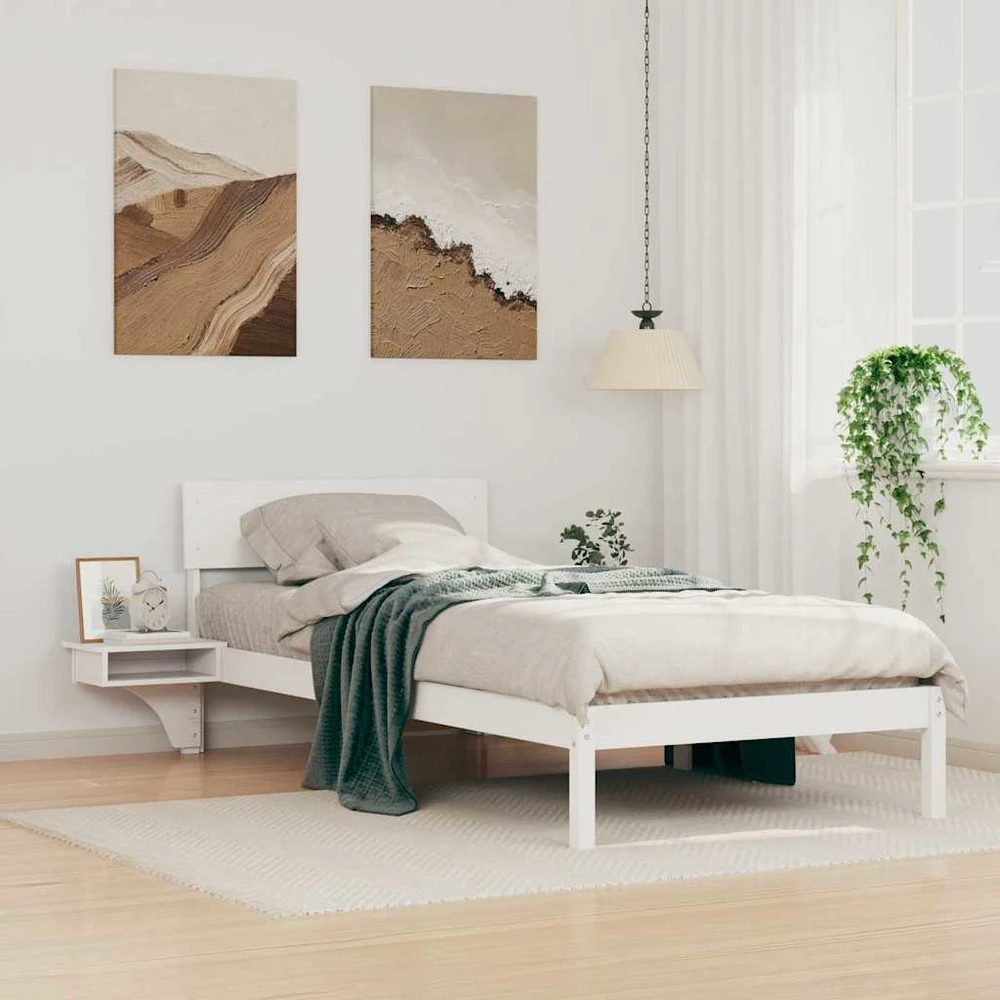 Lova Lovos rėmas Balta 90 x 200 cm Kietos pušies mediena