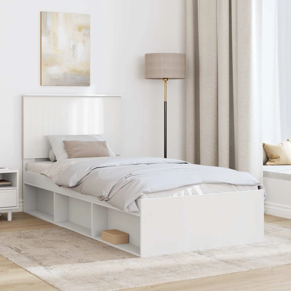 Lova Lovos rėmas Balta 90 x 200 cm Kietos pušies mediena