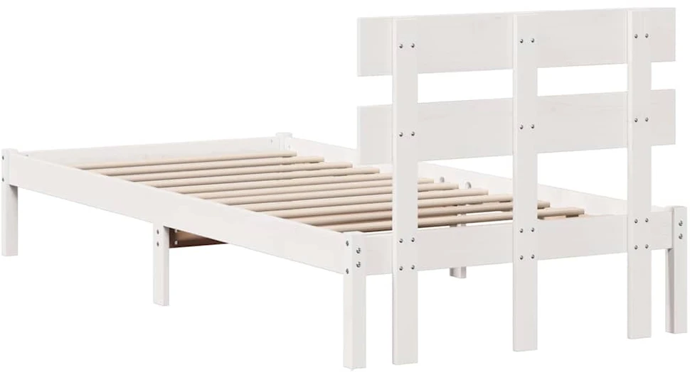 Lova Lovos rėmas Balta 90 x 200 cm Pušies medienos masyvas