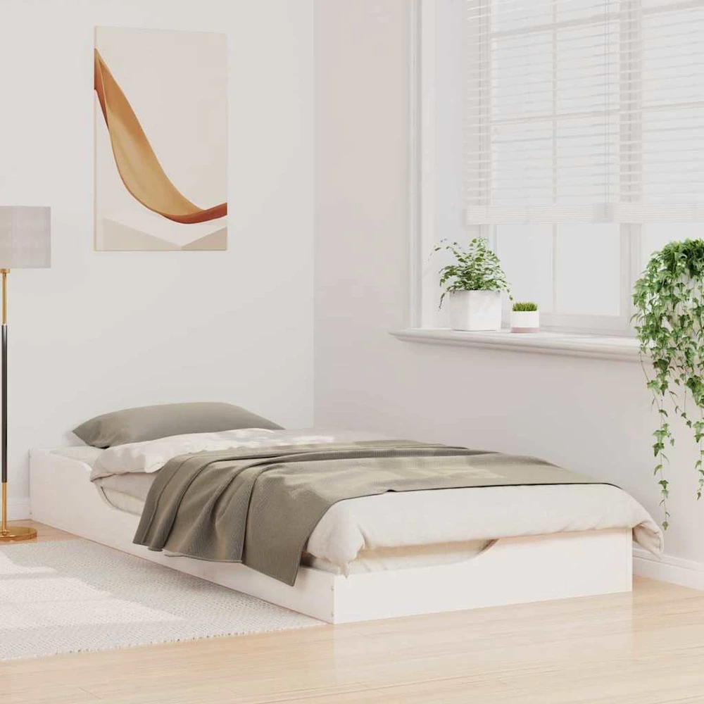 Lova Lovos rėmas Balta 90 x 210 cm Kietos pušies mediena