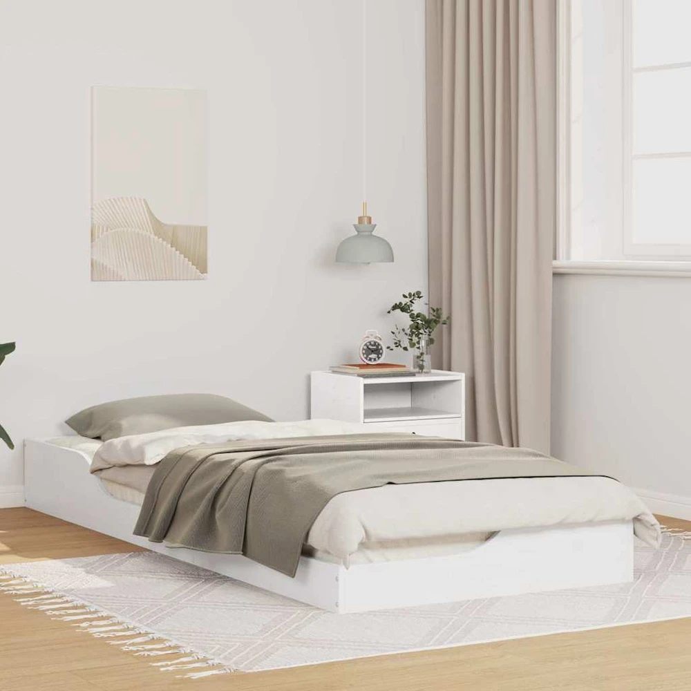 Lova Lovos rėmas Balta 90 x 220 cm Kietos pušies mediena