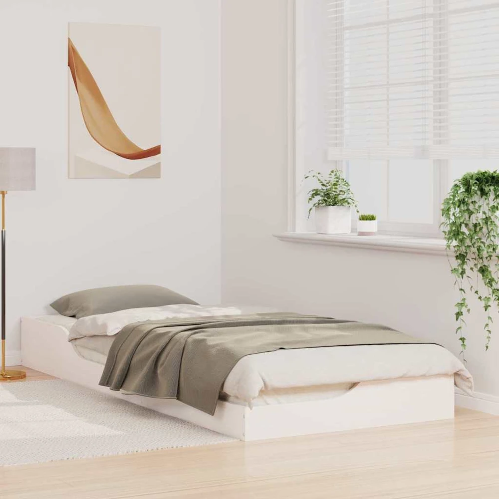 Lova Lovos rėmas Balta 90 x 220 cm Kietos pušies mediena