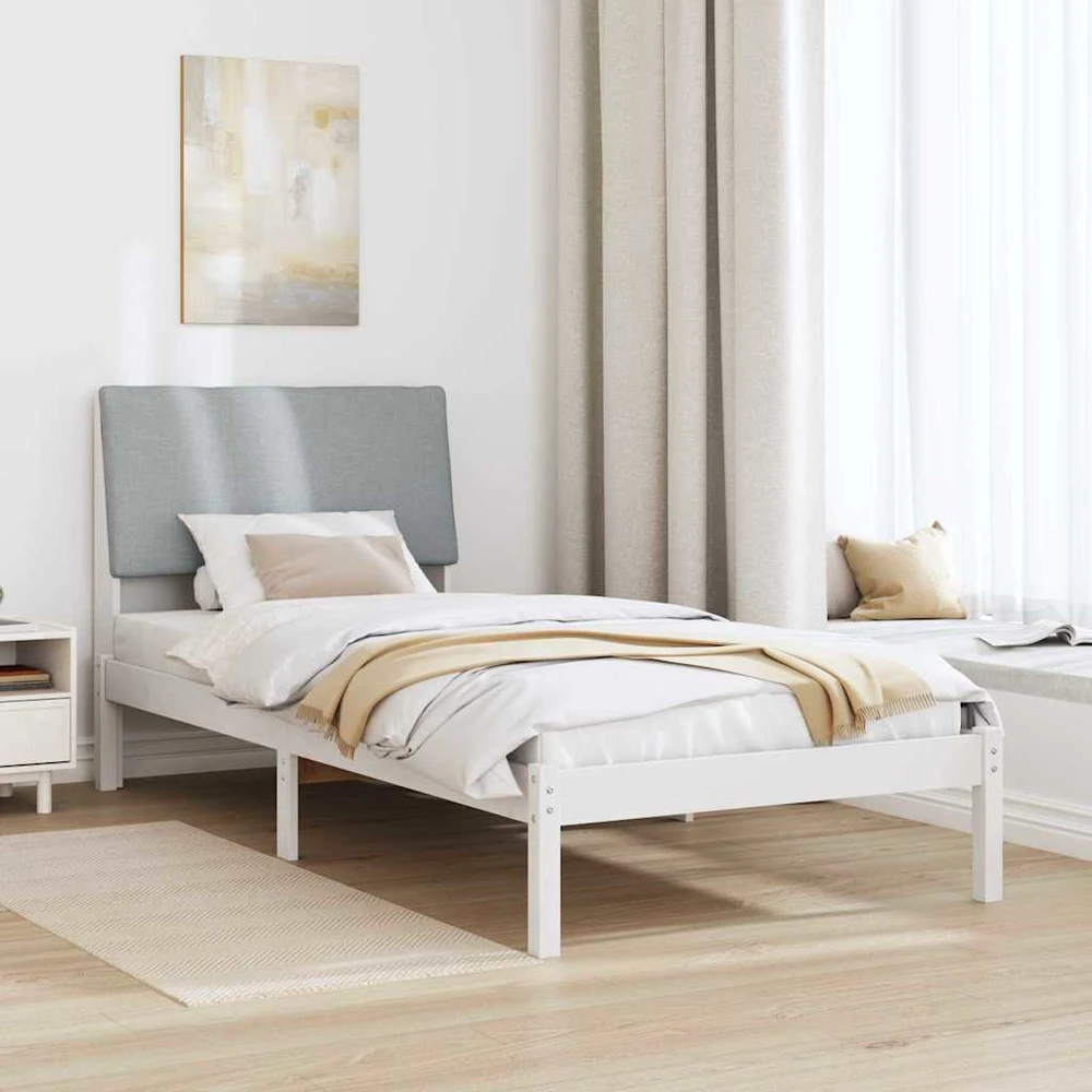 Lova Lovos rėmas Balta ir šviesiai pilka 100 x 200 cm Pušies masyvas