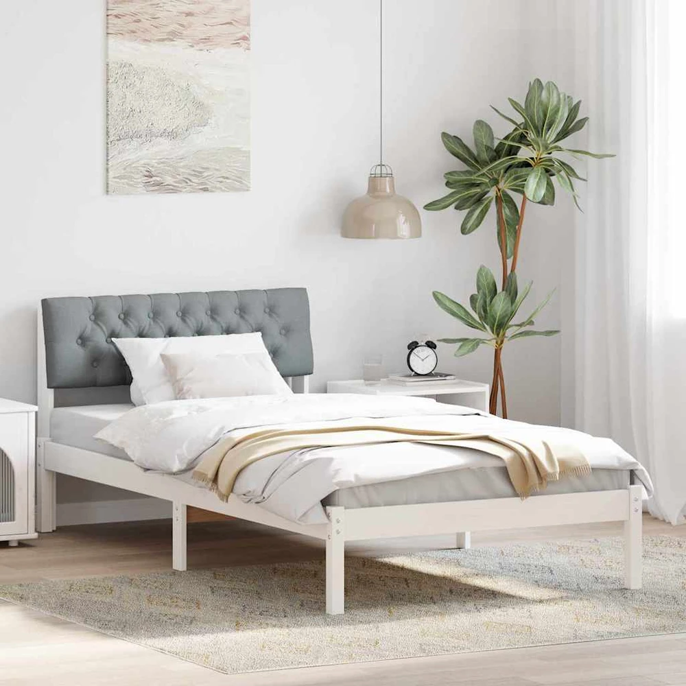 Lova Lovos rėmas Balta ir šviesiai pilka 100 x 200 cm Pušies masyvas
