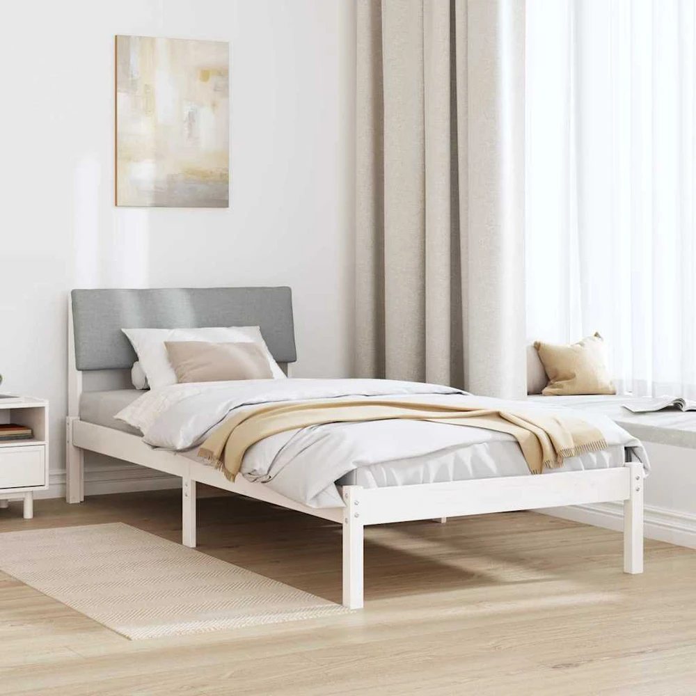 Lova Lovos rėmas Balta ir šviesiai pilka 100 x 200 cm Pušies masyvas