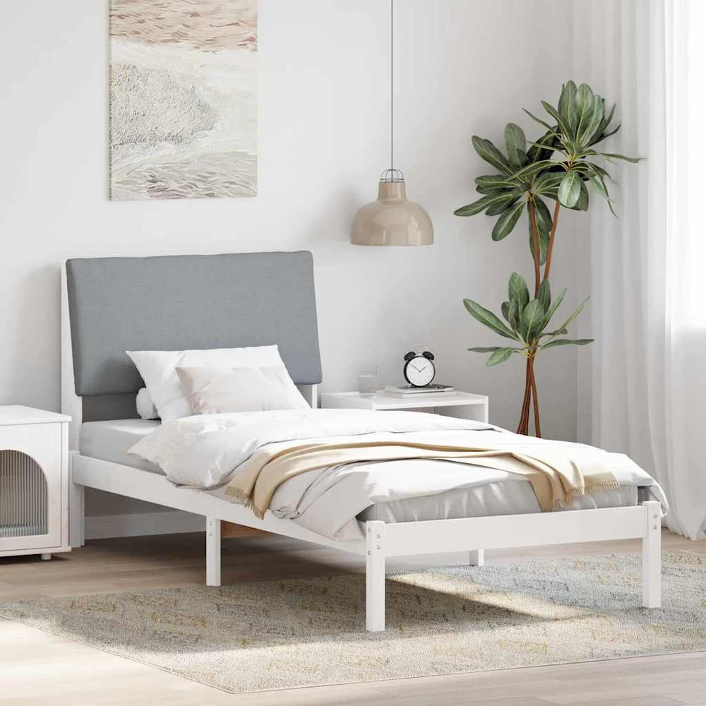 Lova Lovos rėmas Balta ir šviesiai pilka 100 x 200 cm Pušies masyvas