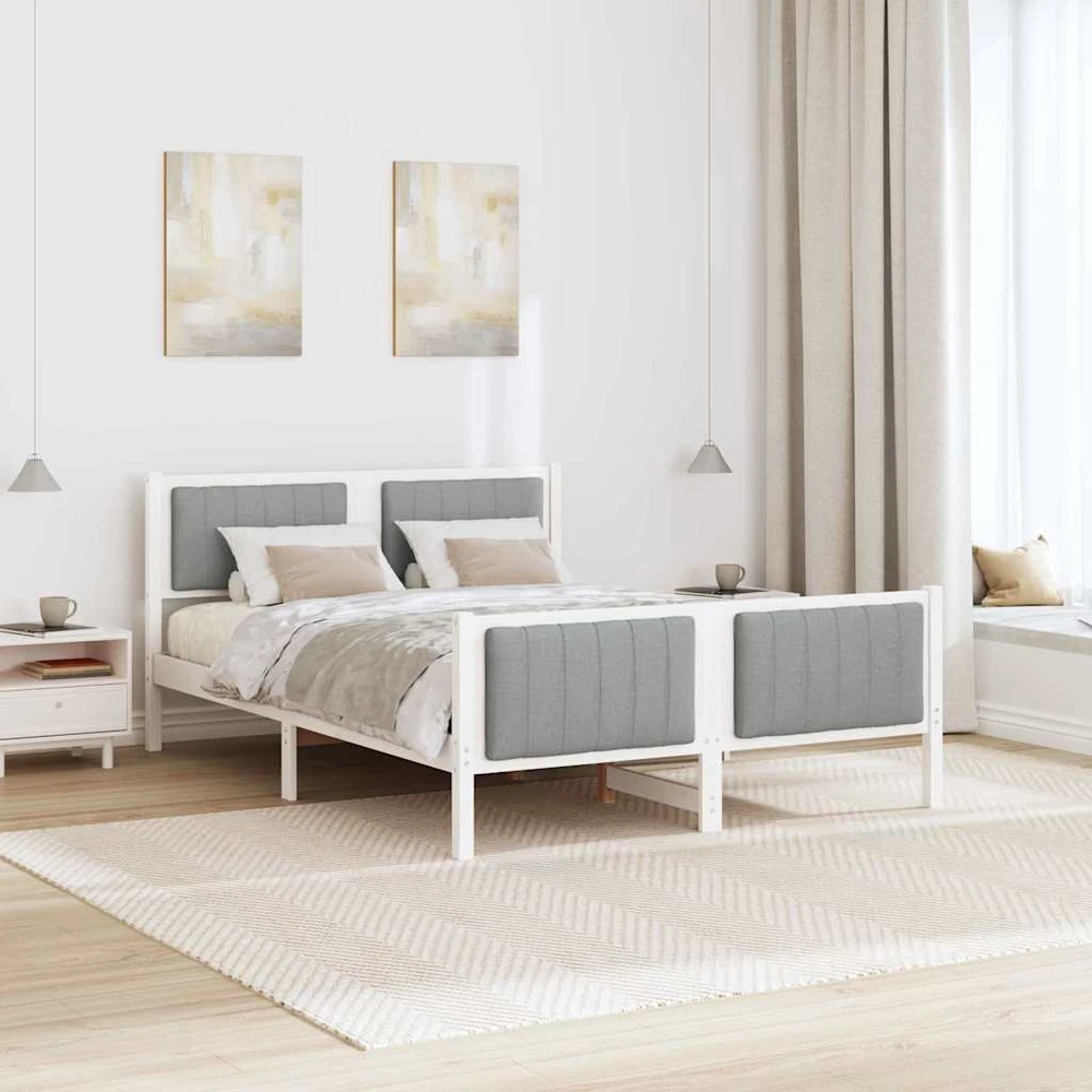 Lovos rėmas Balta ir šviesiai pilka 140 x 190 cm Pušies masyvas