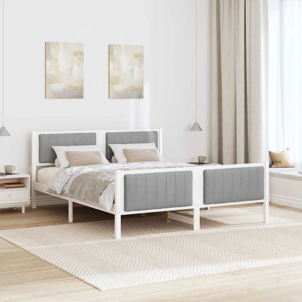 Lovos rėmas Balta ir šviesiai pilka 160 x 200 cm Pušies masyvas