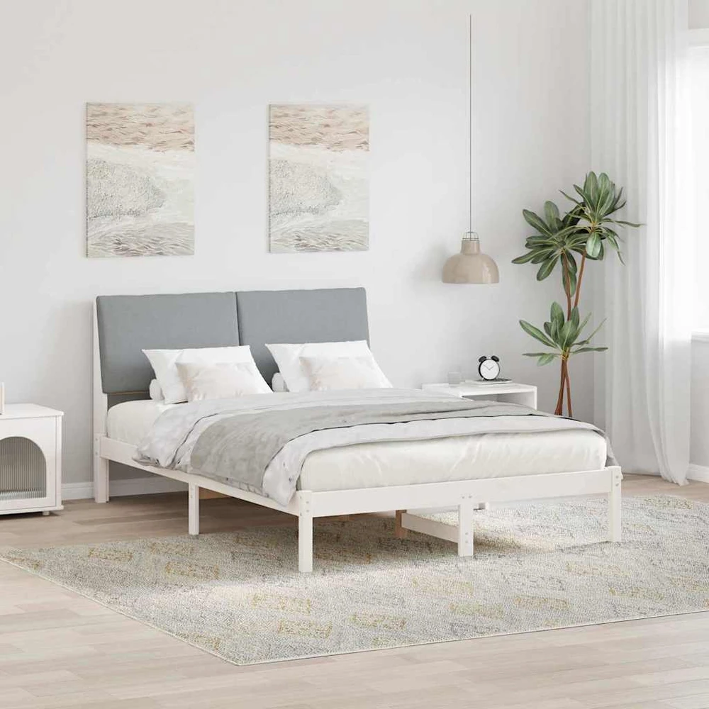 Lovos rėmas Balta ir šviesiai pilka 160 x 200 cm Pušies masyvas