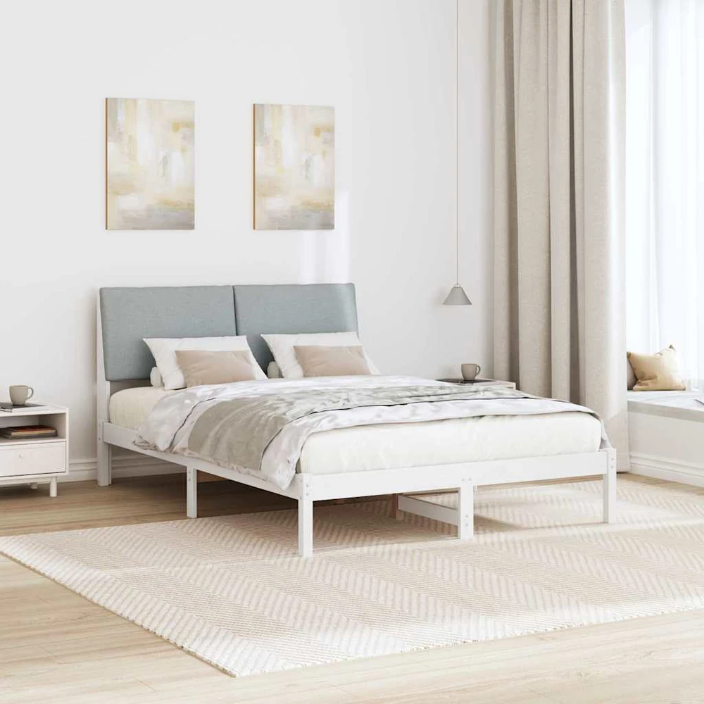 Lovos rėmas Balta ir šviesiai pilka 160 x 200 cm Pušies masyvas