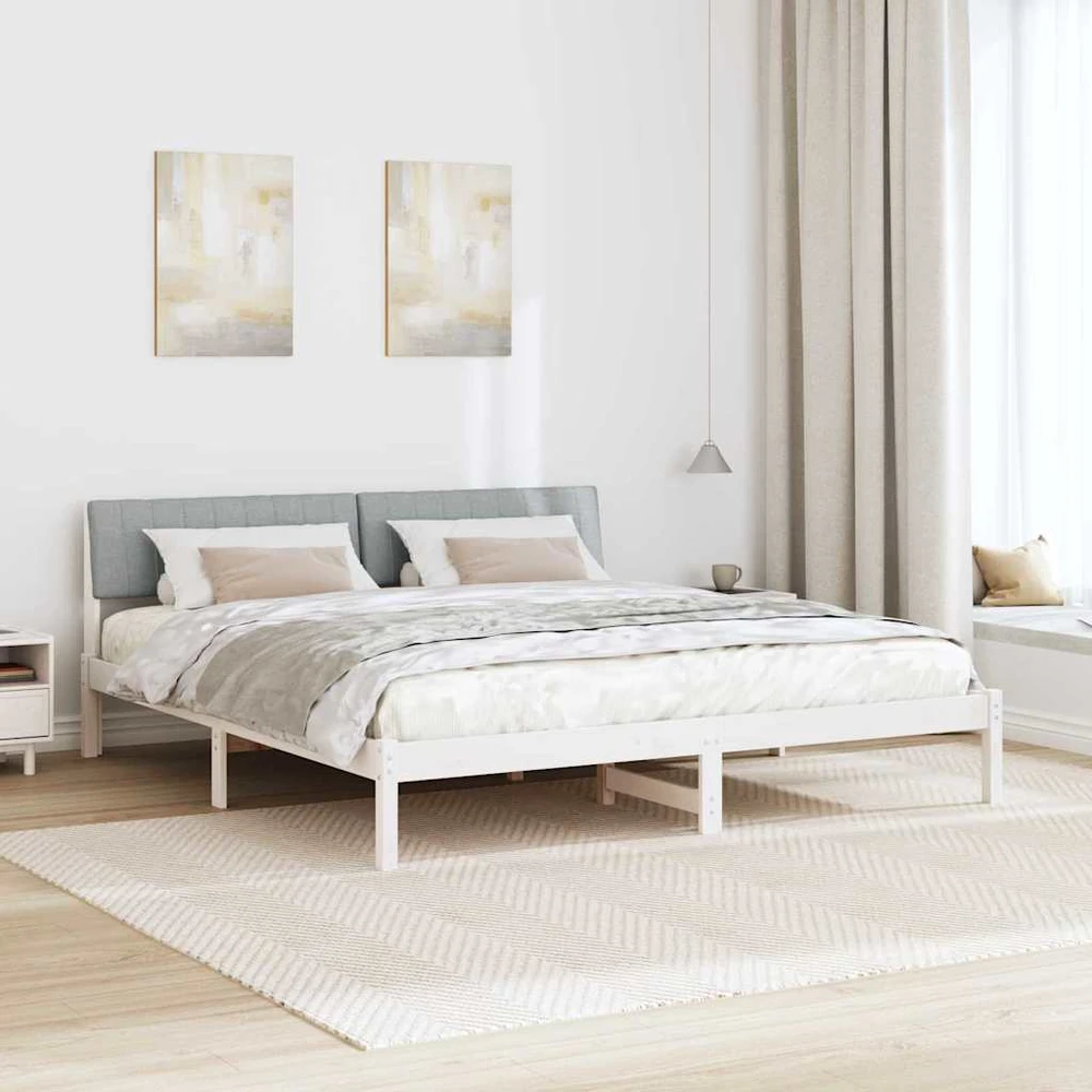 Lovos rėmas Balta ir šviesiai pilka 180 x 200 cm Pušies masyvas