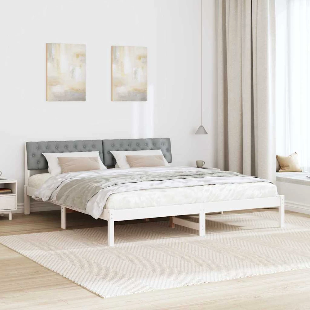 Lovos rėmas Balta ir šviesiai pilka 180 x 200 cm Pušies masyvas
