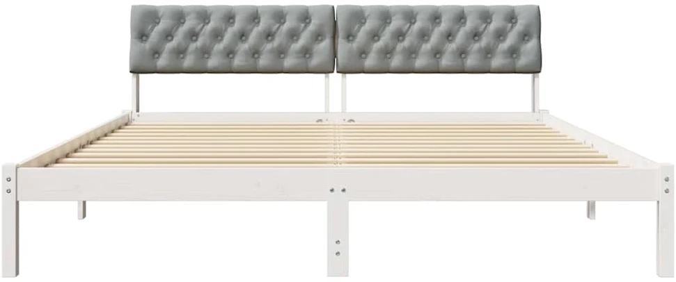 Lovos rėmas Balta ir šviesiai pilka 180 x 200 cm Pušies masyvas