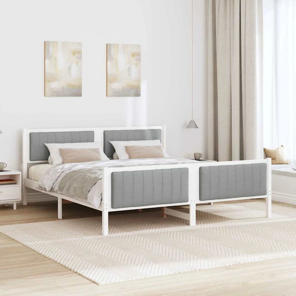 Lovos rėmas Balta ir šviesiai pilka 180 x 200 cm Pušies masyvas