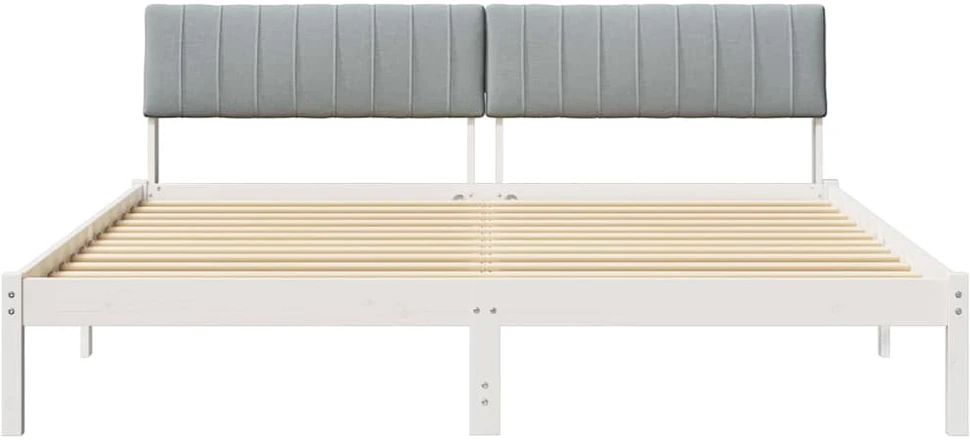 Lovos rėmas Balta ir šviesiai pilka 180 x 200 cm Pušies masyvas