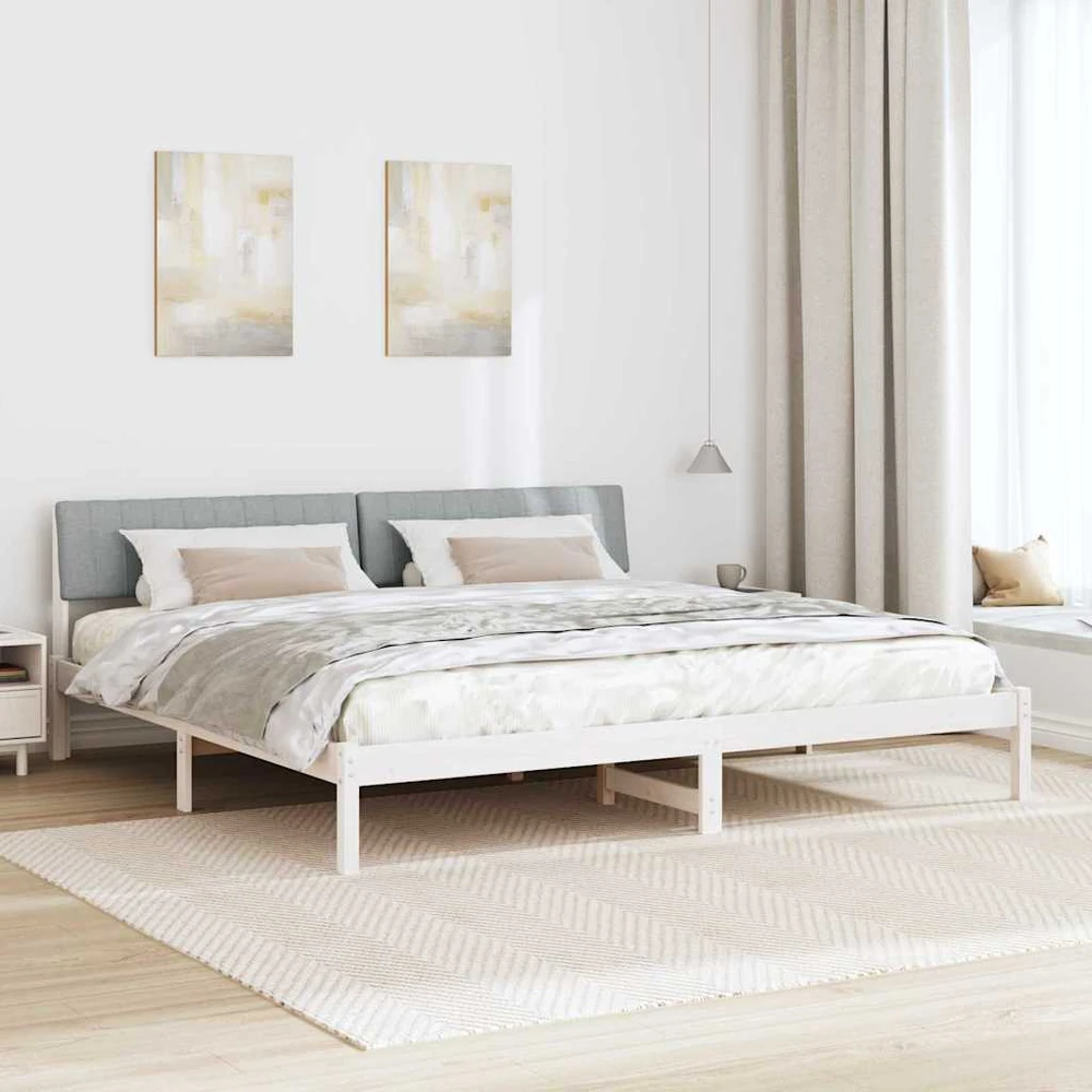 Lovos rėmas Balta ir šviesiai pilka 200 x 200 cm Pušies masyvas