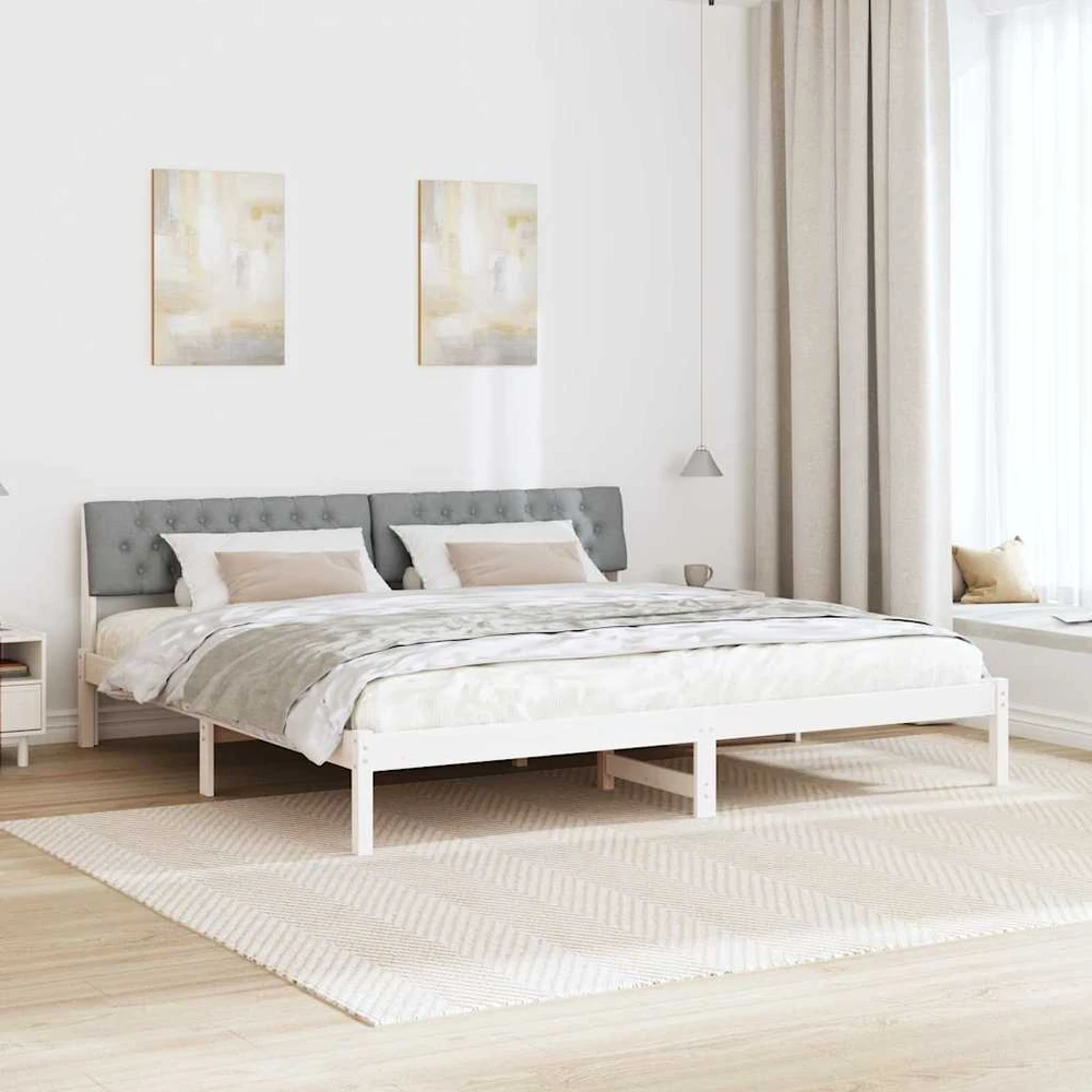 Lovos rėmas Balta ir šviesiai pilka 200 x 200 cm Pušies masyvas