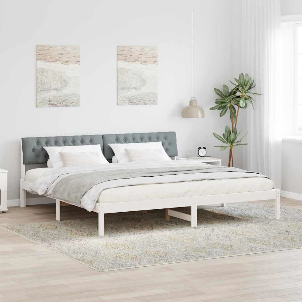 Lovos rėmas Balta ir šviesiai pilka 200 x 200 cm Pušies masyvas