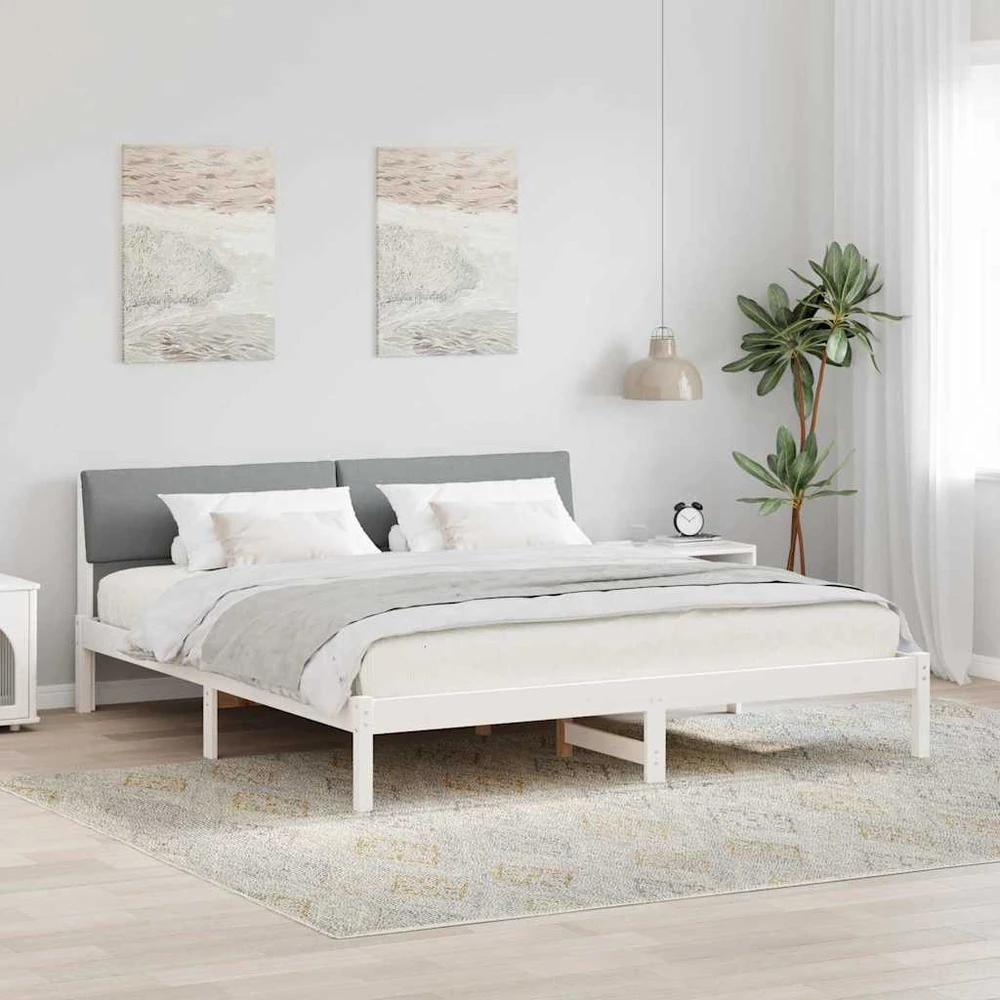Lovos rėmas Balta ir šviesiai pilka 200 x 200 cm Pušies masyvas