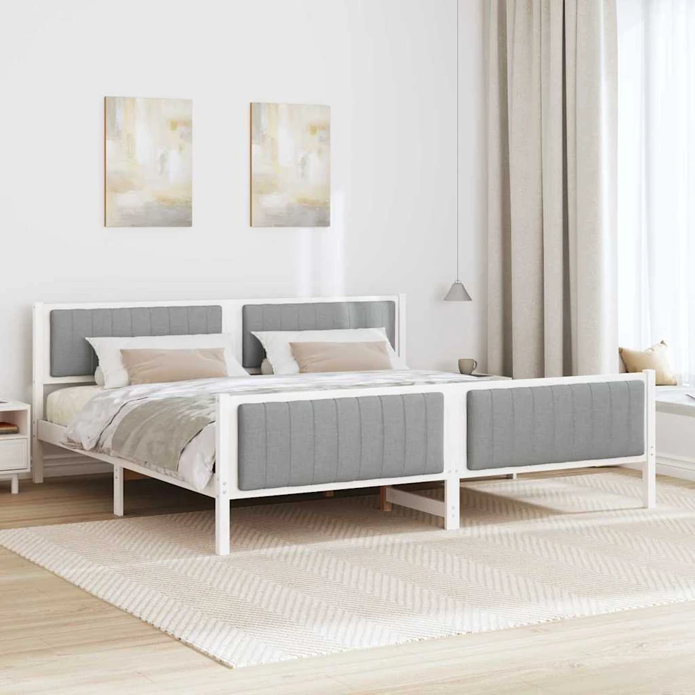 Lovos rėmas Balta ir šviesiai pilka 200 x 200 cm Pušies masyvas