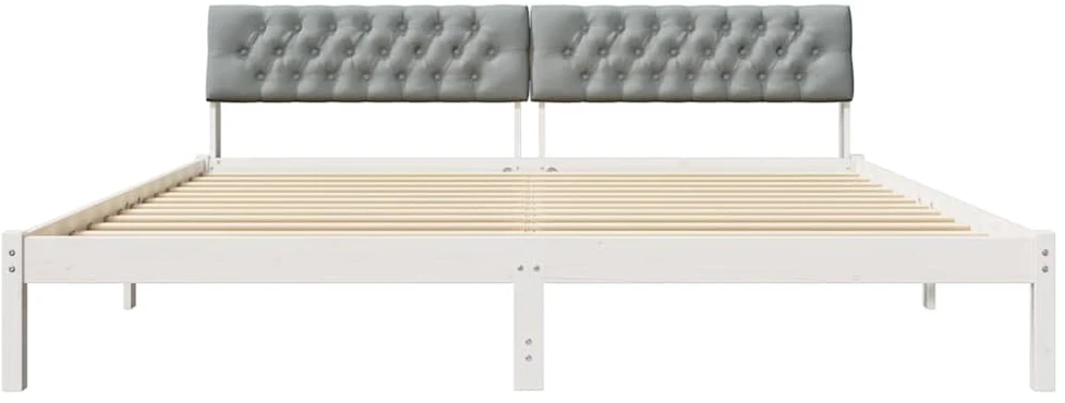 Lovos rėmas Balta ir šviesiai pilka 200 x 200 cm Pušies masyvas