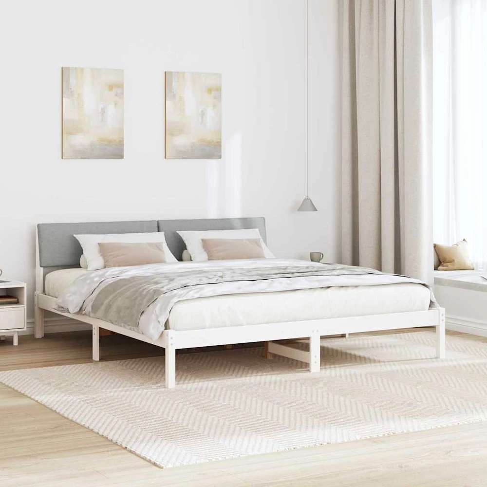 Lovos rėmas Balta ir šviesiai pilka 200 x 200 cm Pušies masyvas