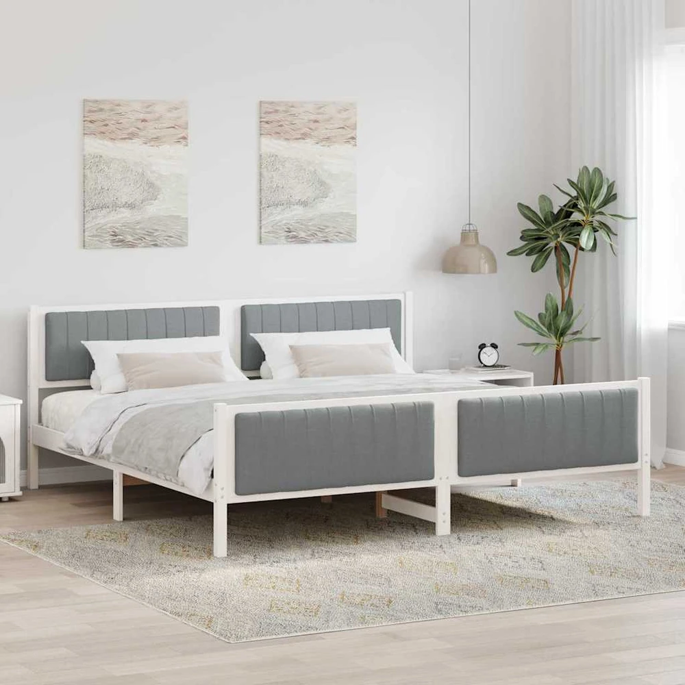 Lovos rėmas Balta ir šviesiai pilka 200 x 200 cm Pušies masyvas