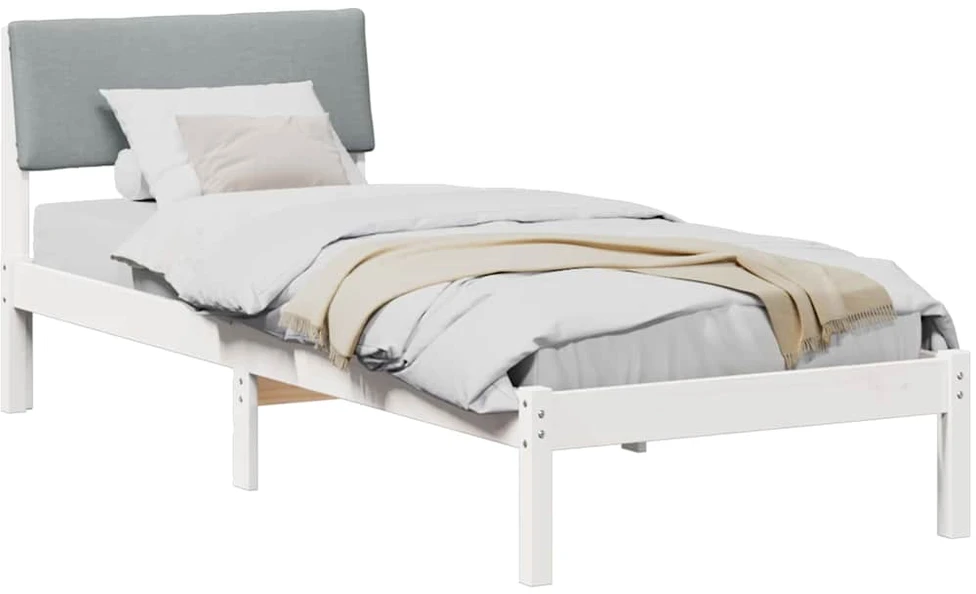 Lova Lovos rėmas Balta ir šviesiai pilka 75 x 190 cm Pušies masyvas