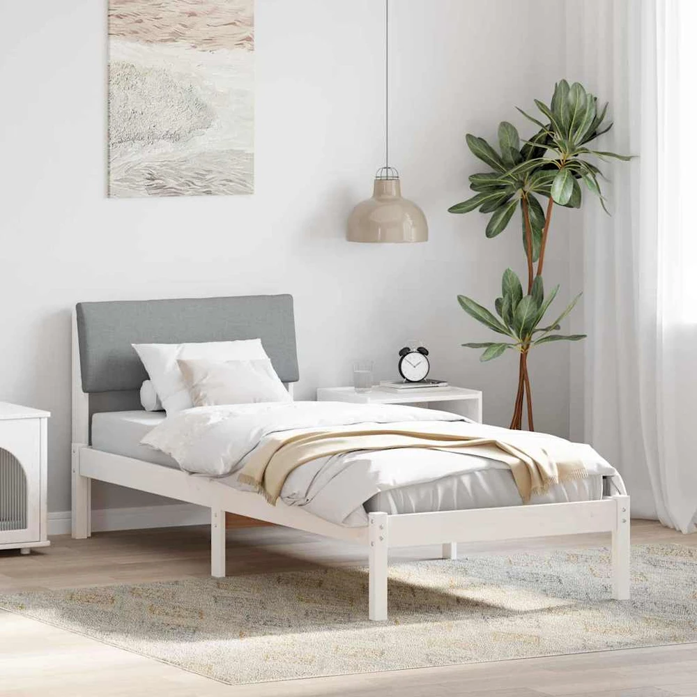 Lova Lovos rėmas Balta ir šviesiai pilka 75 x 190 cm Pušies masyvas