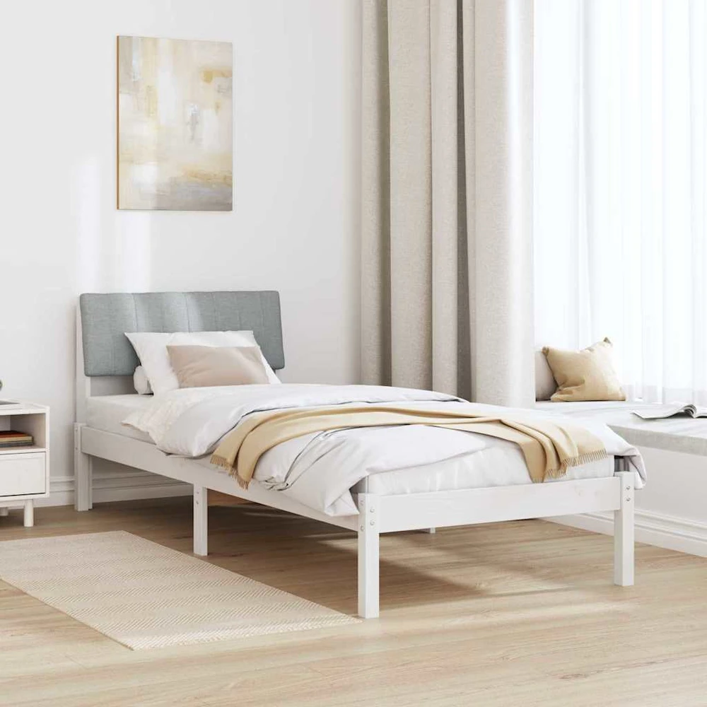 Lova Lovos rėmas Balta ir šviesiai pilka 75 x 190 cm Pušies masyvas
