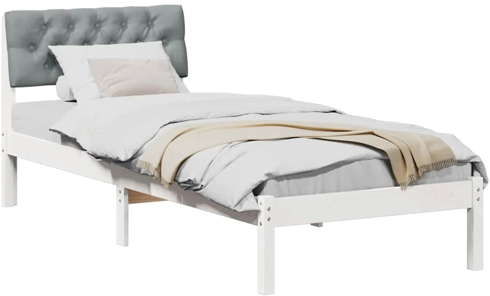 Lova Lovos rėmas Balta ir šviesiai pilka 75 x 190 cm Pušies masyvas