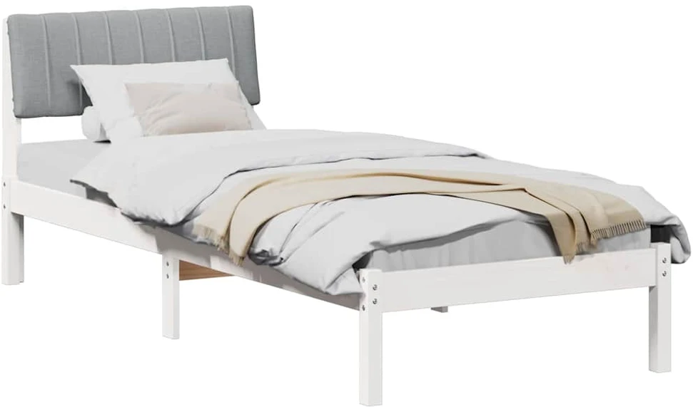 Lova Lovos rėmas Balta ir šviesiai pilka 75 x 190 cm Pušies masyvas