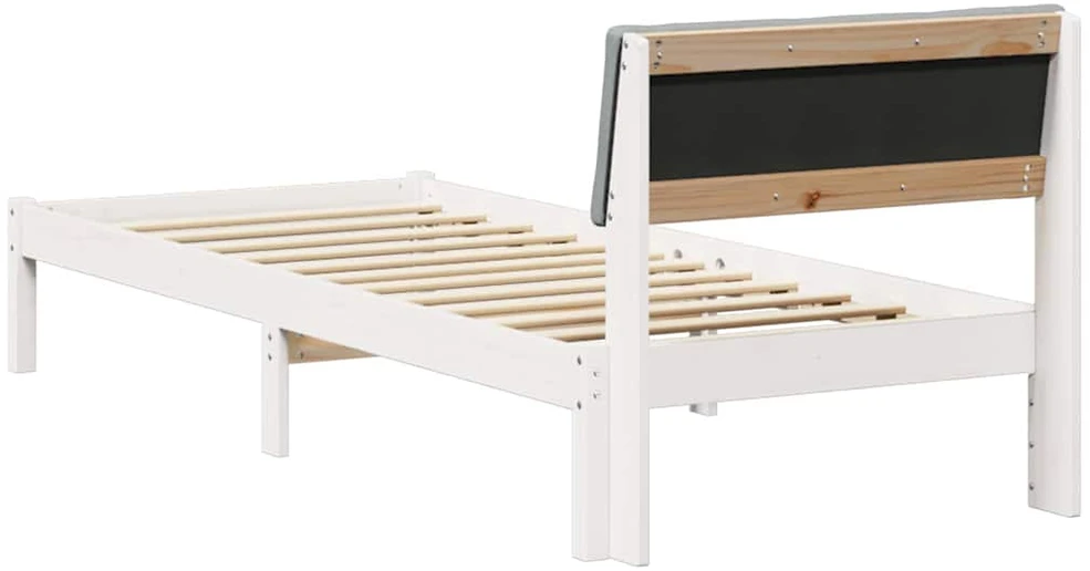 Lova Lovos rėmas Balta ir šviesiai pilka 75 x 190 cm Pušies masyvas