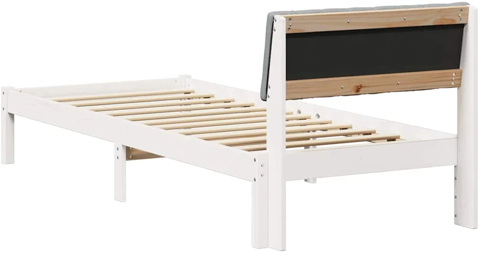 Lova Lovos rėmas Balta ir šviesiai pilka 75 x 190 cm Pušies masyvas