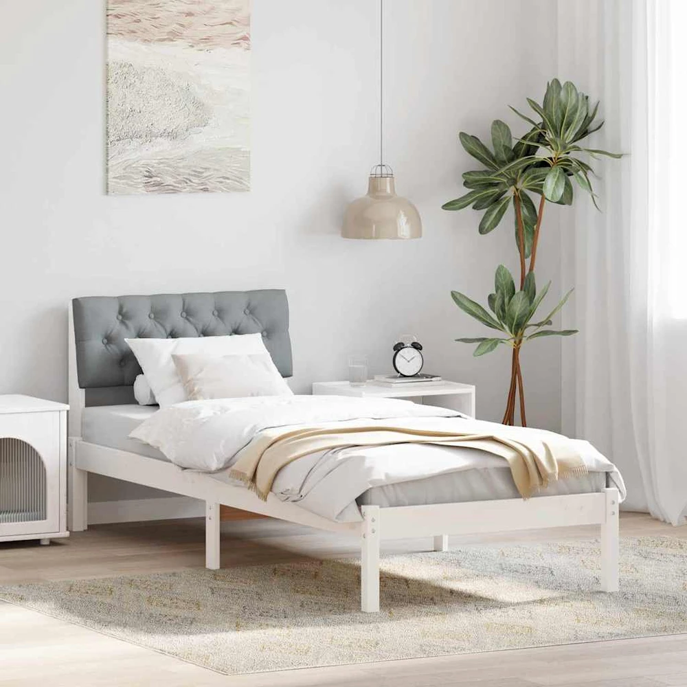 Lova Lovos rėmas Balta ir šviesiai pilka 75 x 190 cm Pušies masyvas