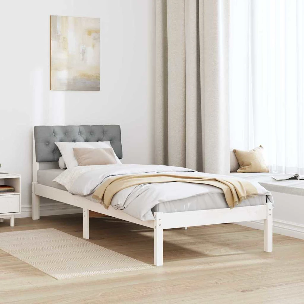 Lova Lovos rėmas Balta ir šviesiai pilka 75 x 190 cm Pušies masyvas