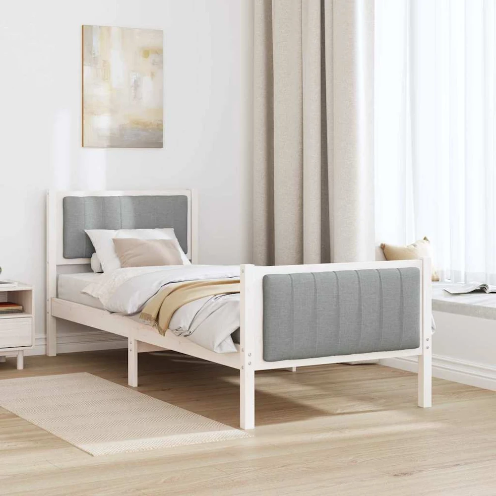 Lova Lovos rėmas Balta ir šviesiai pilka 75 x 190 cm Pušies masyvas