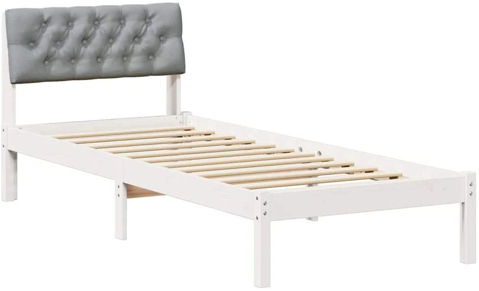 Lova Lovos rėmas Balta ir šviesiai pilka 75 x 190 cm Pušies masyvas