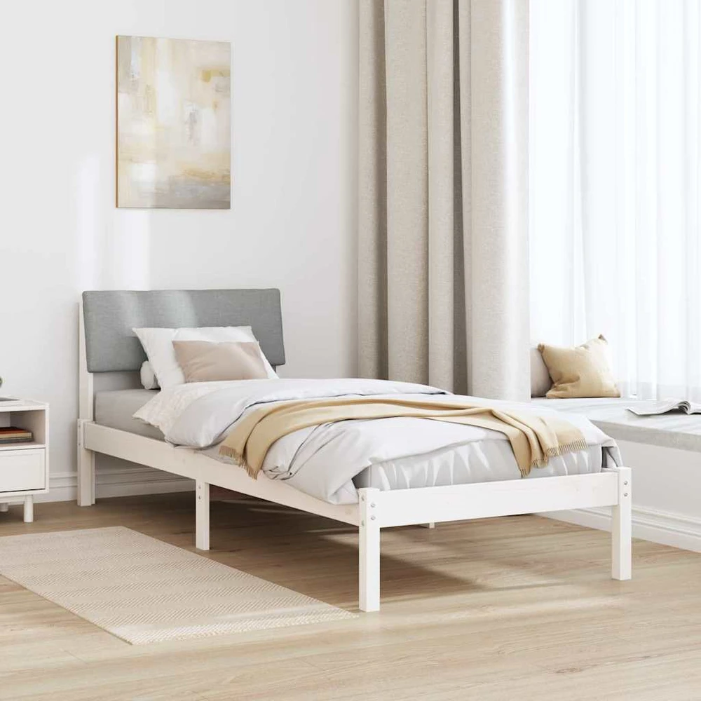 Lova Lovos rėmas Balta ir šviesiai pilka 75 x 190 cm Pušies masyvas