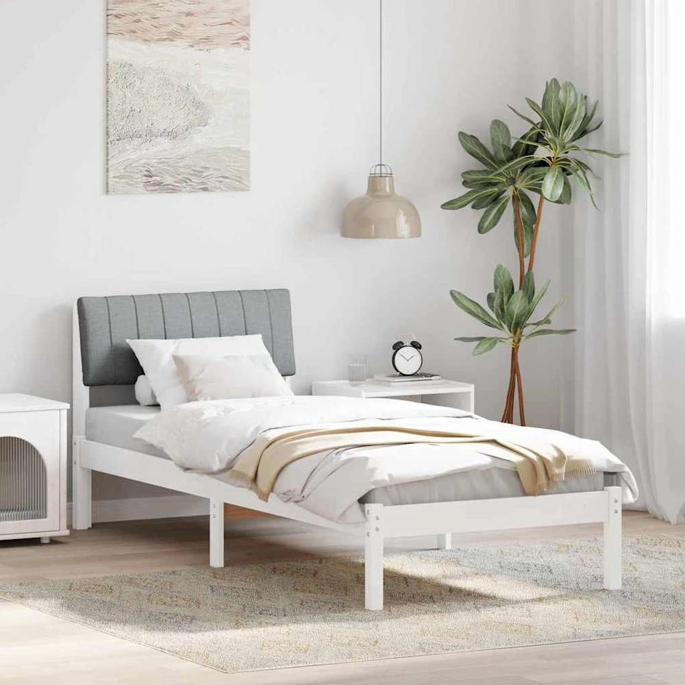 Lova Lovos rėmas Balta ir šviesiai pilka 75 x 190 cm Pušies masyvas