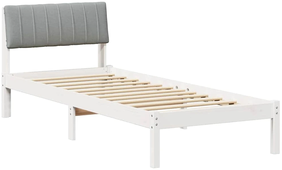 Lova Lovos rėmas Balta ir šviesiai pilka 75 x 190 cm Pušies masyvas