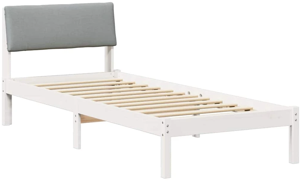 Lova Lovos rėmas Balta ir šviesiai pilka 75 x 190 cm Pušies masyvas