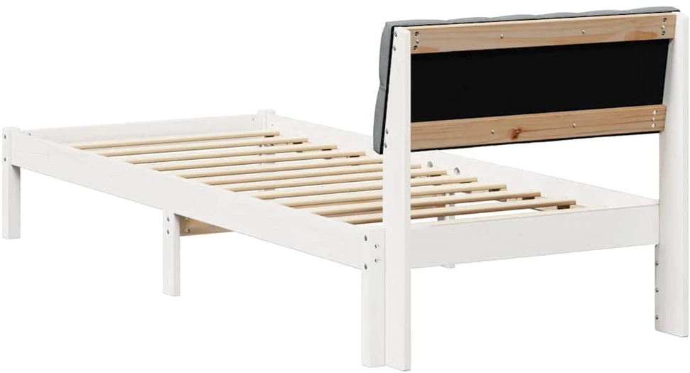 Lova Lovos rėmas Balta ir šviesiai pilka 75 x 190 cm Pušies masyvas