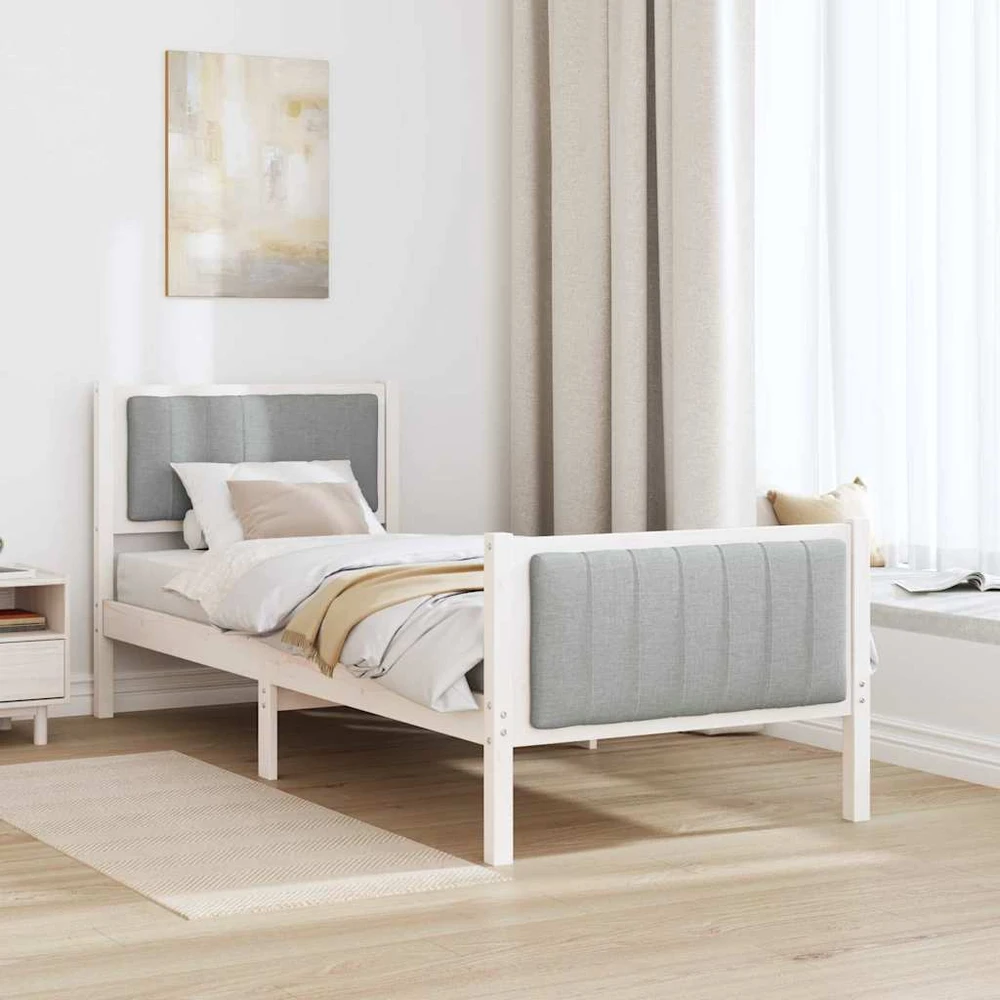 Lova Lovos rėmas Balta ir šviesiai pilka 80 x 200 cm Pušies masyvas